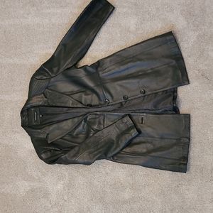 Thin long leather jack